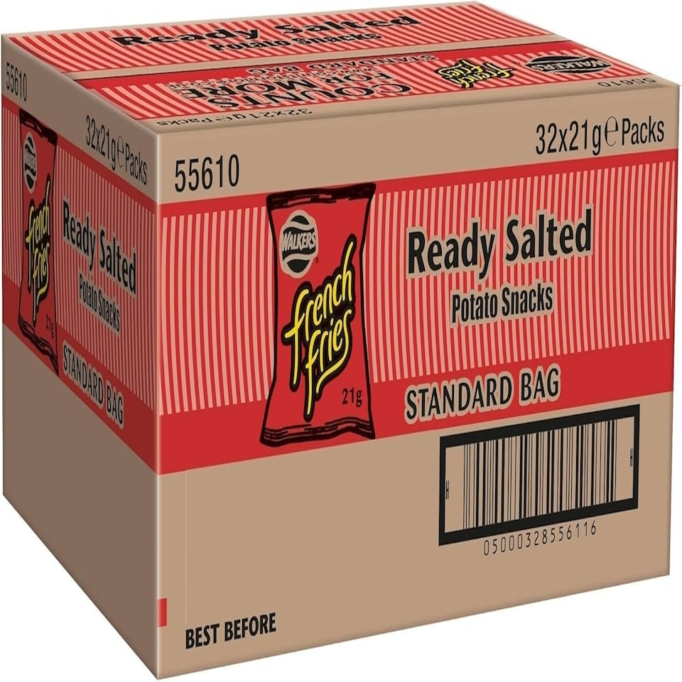 image 1 of Walkers French Fries Ready Salted Snacks Crisps 21g (Case of 32)