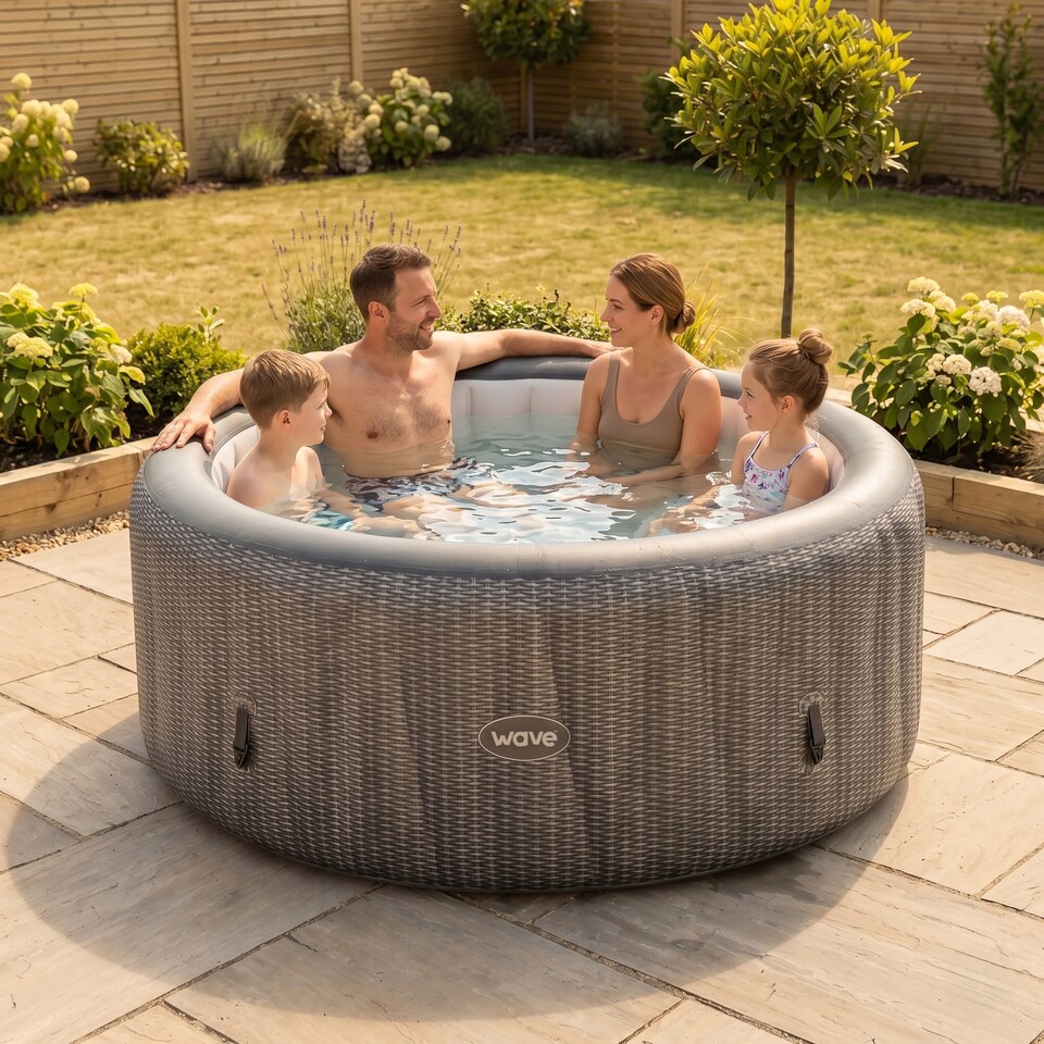 image 1 of Wave Atlantic 6 Person Inflatable Hot Tub, EnergySave Bundle, Dark Grey