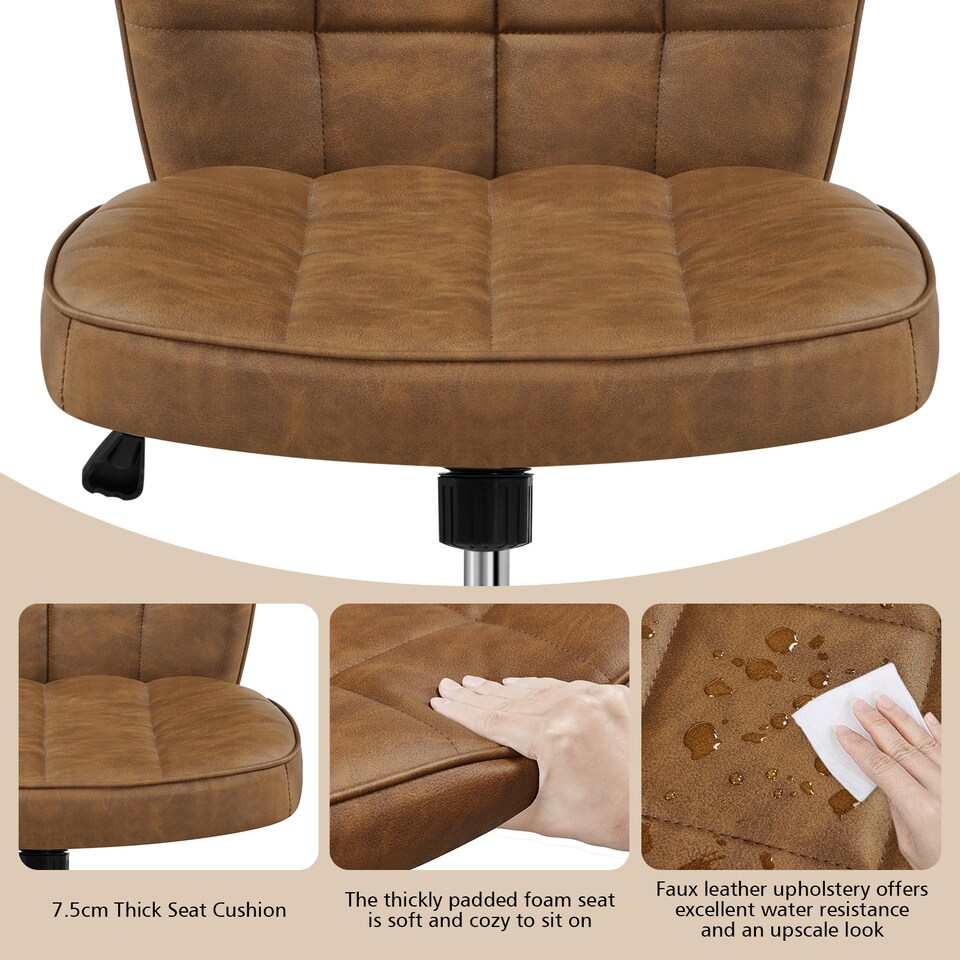 image 1 of Yaheetech Tufted Armless Desk Chair Adjustable Seat Height