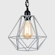 image 3 of ValueLights Huber Black Steampunk Ceiling Light With Grey Wire Pendant Shade | Grey