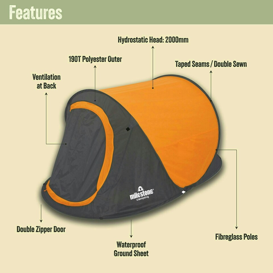 image 1 of Milestone Camping 18809 Pop Up Tent