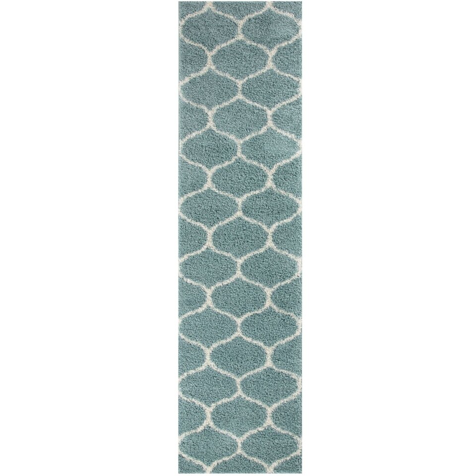 image 1 of The Rugs Moroccan Collection Soft High Pile Shaggy Trellis Floor Rugs and Runners Living Room