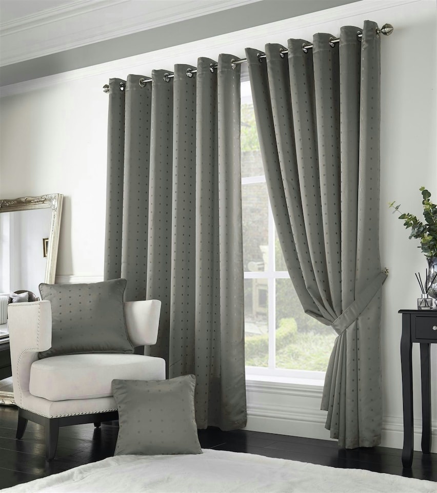 image 1 of Adison Lined Ring Top Eyelet Curtains - 229cm x 183cm - Silver