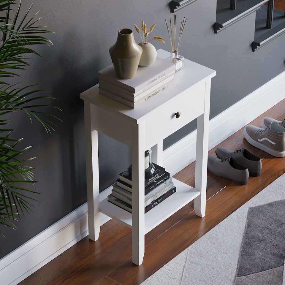 image 1 of Vida Designs Windsor 1 Drawer Console Table With Shelf, White