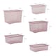 image 3 of Wham Crystal 5 x Multisize Stackable Plastic Storage Boxes with Lids Tint Dusky Orchid Pink