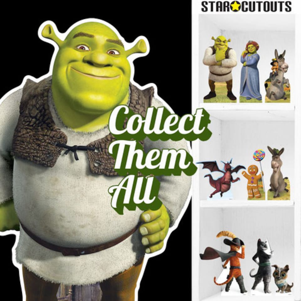 image 1 of Shrek| Princess Fiona| Puss in Boots & Donkey Table Top Cardboard Cutouts - Pack of 3