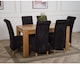 image 4 of Kuba 150 x 85 cm Chunky Medium Oak Dining Table and 6 Montana Fabric Chairs | Black | Black