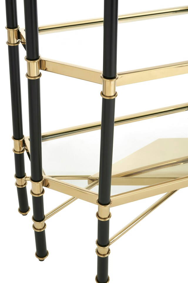 image 1 of Interiors by Premier 5-Tier Shelf Unit, Modern Storage Solution, Gold Shelf Unit, Gold and Glass Shelving Unit, Gold Shelf Unit | Gold