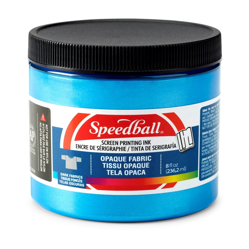 Speedball Opaque Fabric Screen Printing Ink, Blue Topaz, 8oz