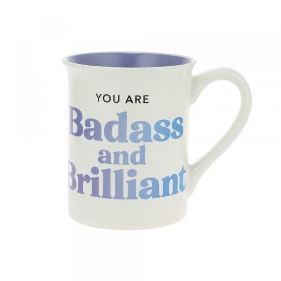 image 1 of Our Name Is Mud Ceramic Mug Badass and Brilliant 454ml | White | Purple | 1