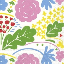 IHR Onni White Rose Cocktail Napkin 25cm 3ply 20 Pack