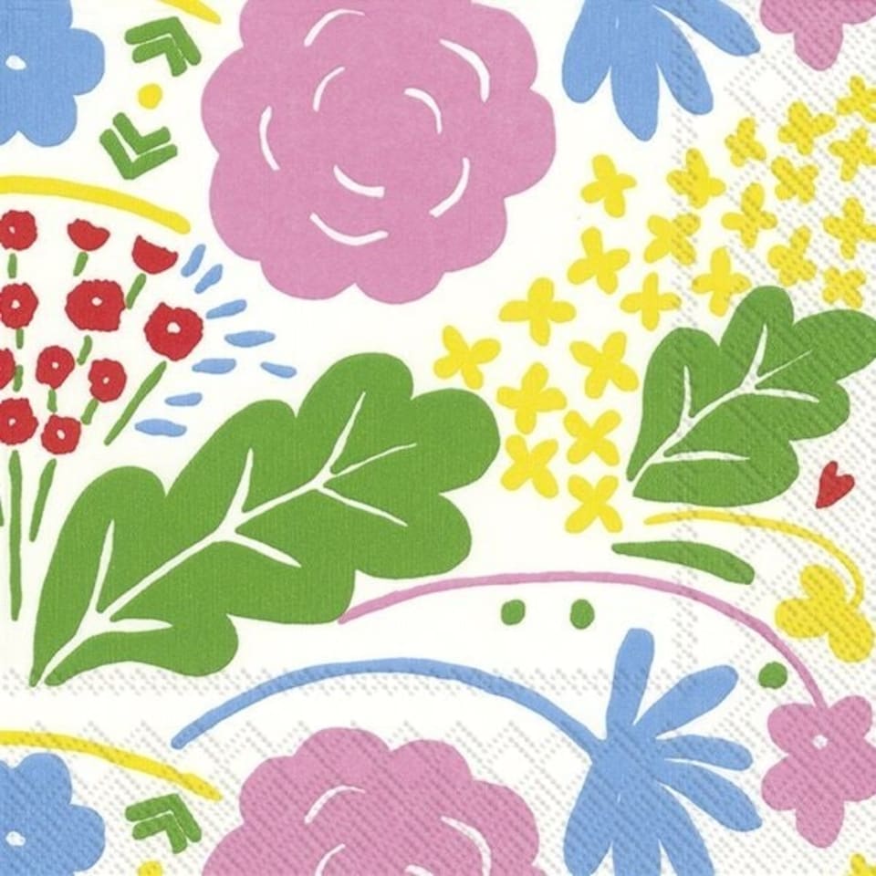 IHR Onni White Rose Cocktail Napkin 25cm 3ply 20 Pack