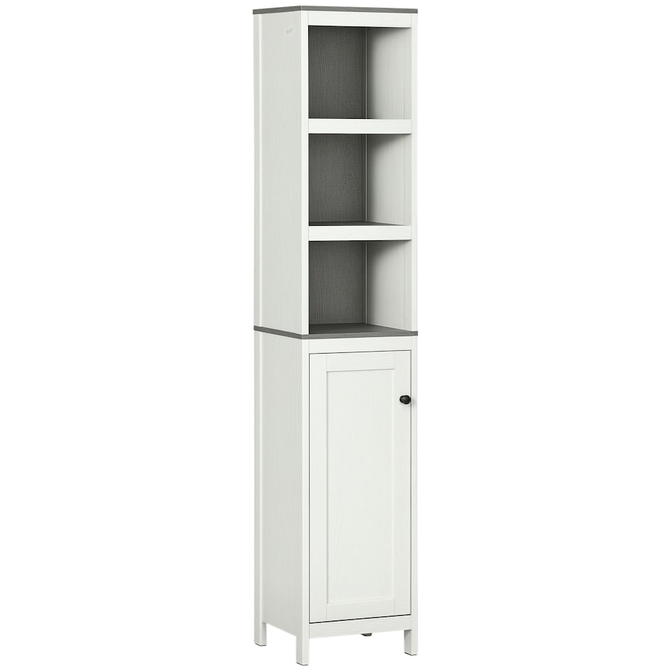 image 1 of kleankin  Bathroom Storage Cabinet w/ Door Cupboard and Adjustable Shelf, White