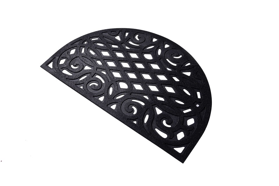 image 1 of Nicoman Victorian Style Halfmoon Rubber Outdoor Door Mat Black 75 x 44cm