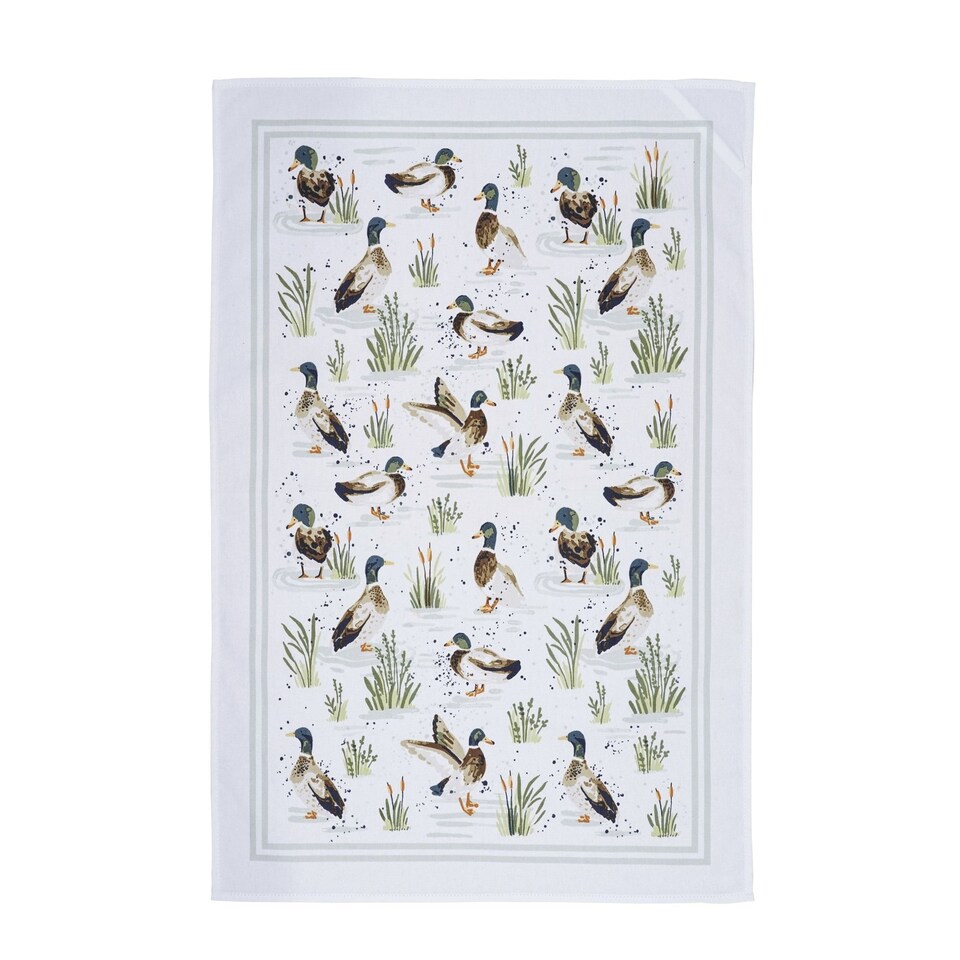 image 1 of Ulster Weavers Farmhouse Ducks Tea Towel - Cotton Sage