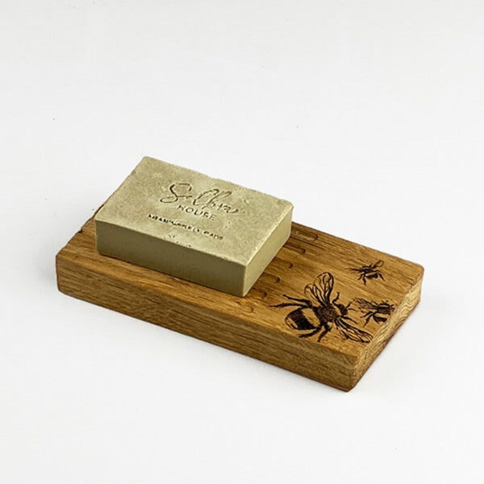 image 1 of The Just Slate Company Bee Oak Soap Dish & Soap Set