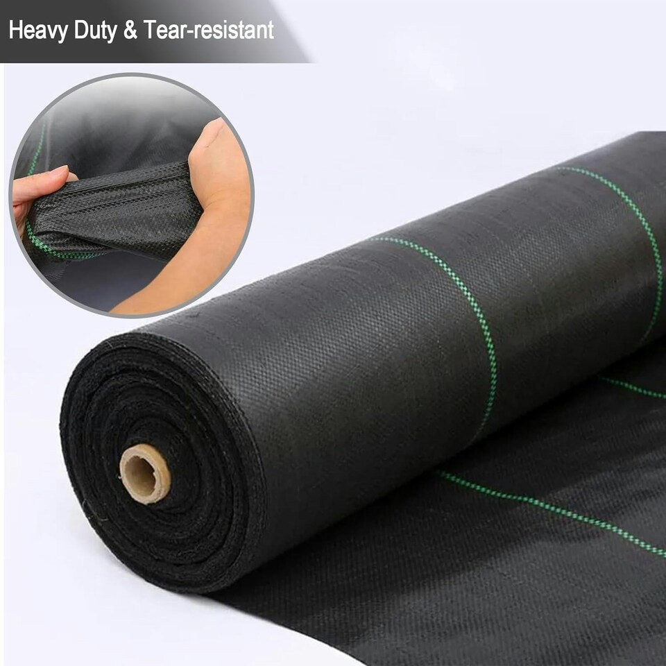 image 1 of Heavy Duty Weed Control Membrane Garden Barrier Fabric for Landscaping Cover N/A