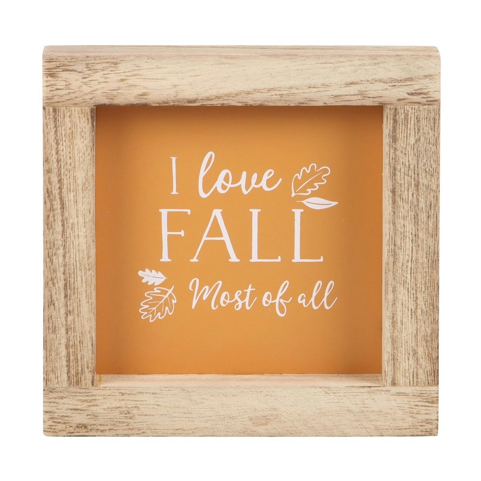 image 1 of Something Different Orange I Love Fall Most Of All Wooden Framed Sign - Orange/Beige - One Size