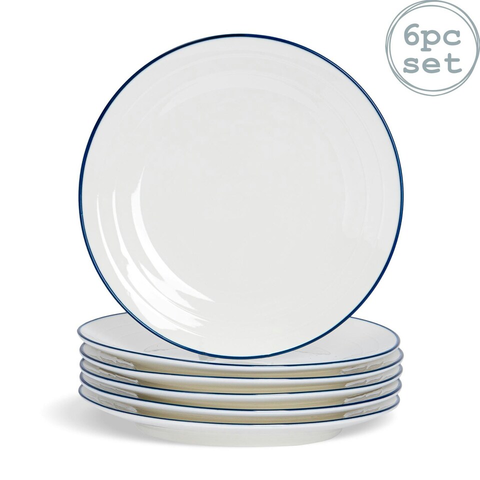 image 1 of Nicola Spring White Farmhouse Dinner Plates - 26cm - Pack of 6 White