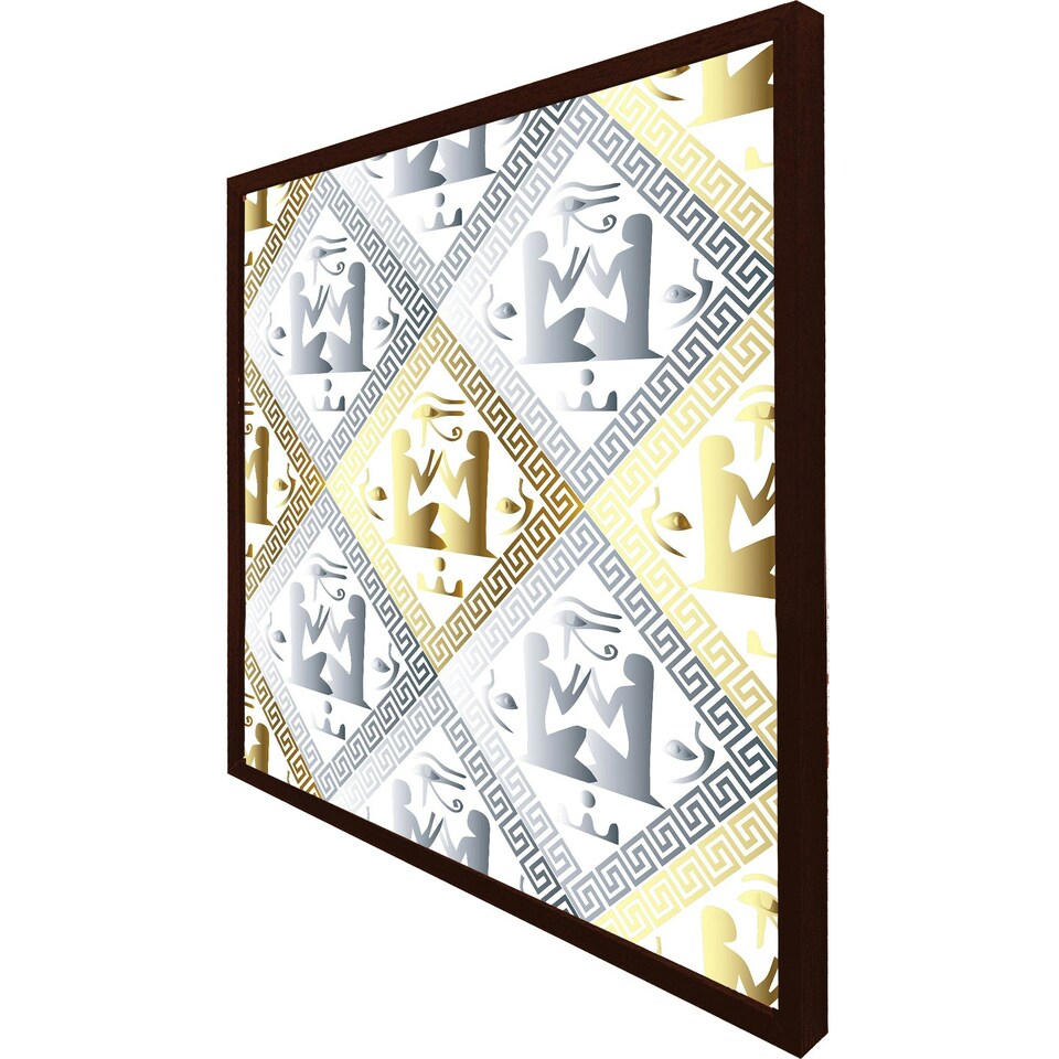 image 1 of Egyptian hieroglyphs in gold & silver (Picture Frame) White | S