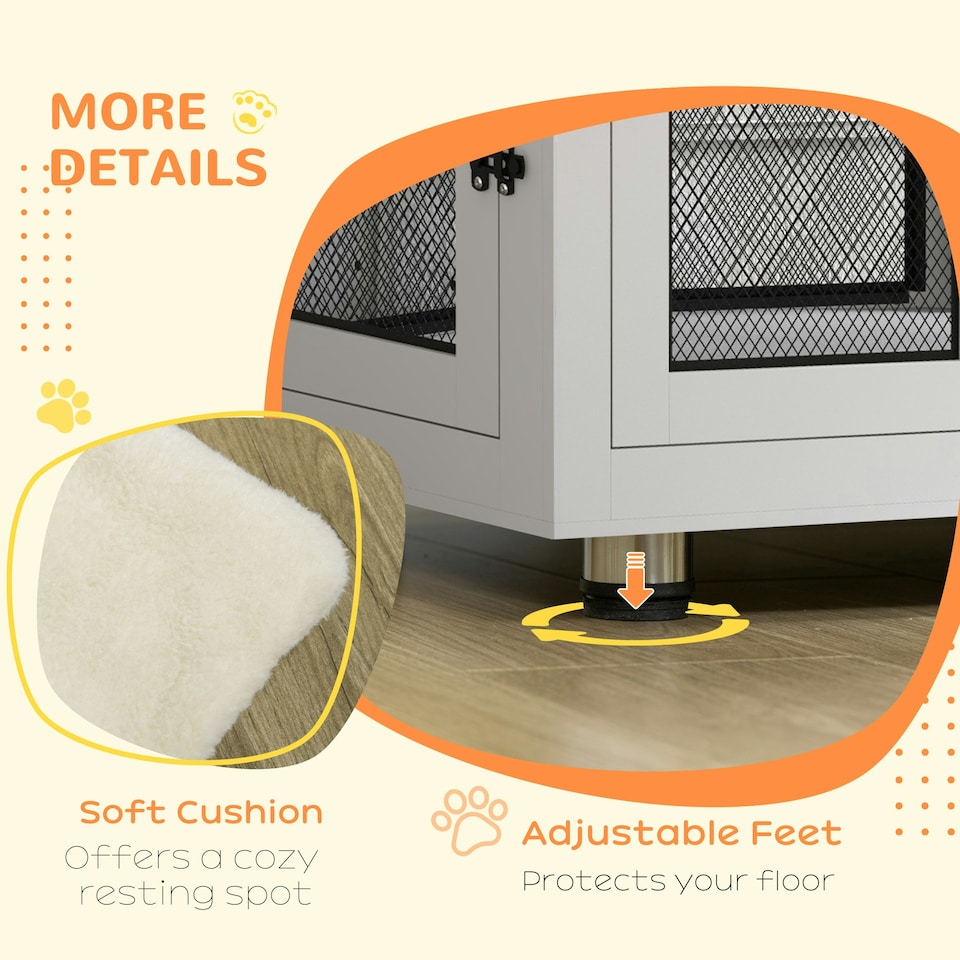 image 1 of PawHut Pet Crate End Table w/ Soft Washable Cushion for Lage Medium Small Dogs