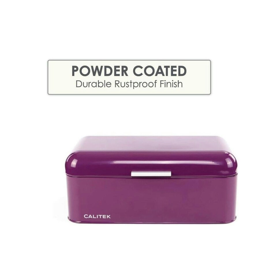 image 1 of CALITEK Bread Bin Kitchen Counter Vintage Style Coated Carbon Steel Purple Purple