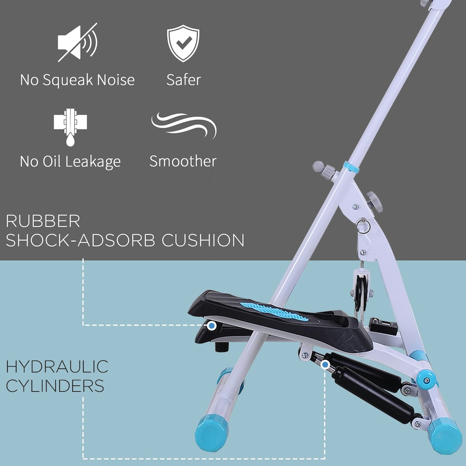 image 1 of HOMCOM Foldable Stepper Adjustable Step Machine w/ Handlebar LCD Display, White