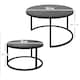 image 3 of HOMCOM 2 Pcs Stacking Coffee Table Set Steel Frame, Marble Grey Black