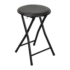 Harbour Housewares Padded Folding Stool - Black | Black | Black