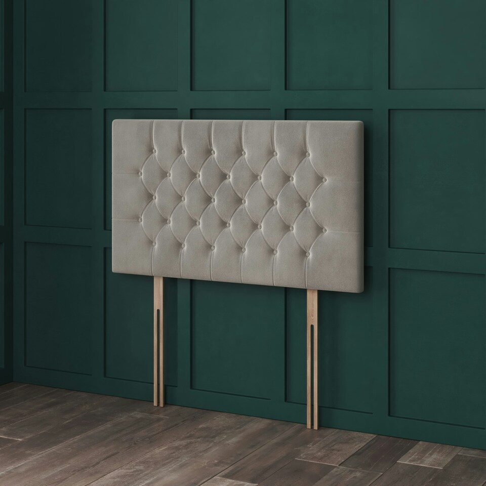 image 1 of Chesterfield Black Soft Plush Button Headboard | Black | 3FT Single 26"inch Headboard