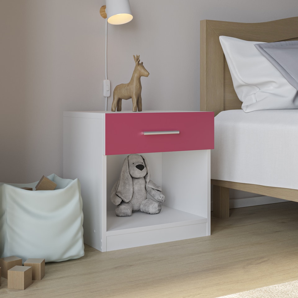 image 1 of Orlando Kids 1 Drawer White Bedside Table | White | 1