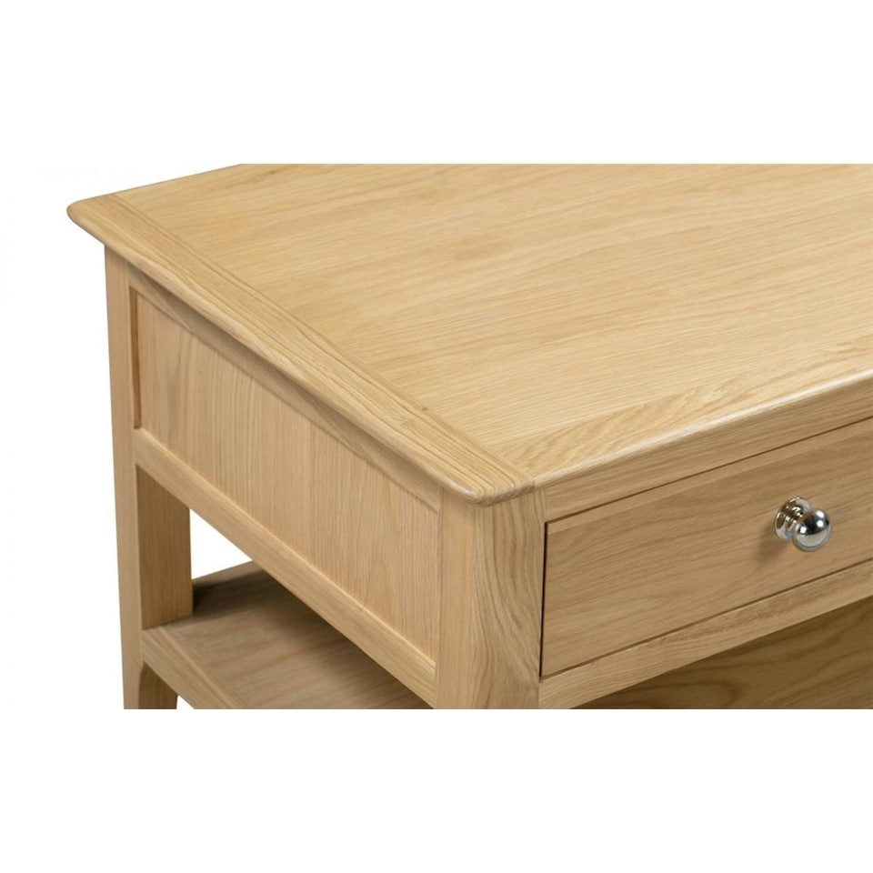 image 1 of Solid Oak Coffee Table with 2 Drawers | Brown | Brown