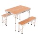 image 6 of Oypla 3ft Folding Outdoor Camping Kitchen Wood Effect Work Top Table and Benches Brown