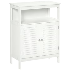 kleankin Wooden Bathroom Floor Cabinet with Door Corner Storage Oragnizer White