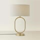 image 3 of ValueLights Antonia Cream Boucle Drum Shade Brushed Gold Oval Table Lamp with LED Bulb | Gold