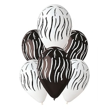 Zebra Print Latex Balloons 33cm / 13 in - Pack of 6
