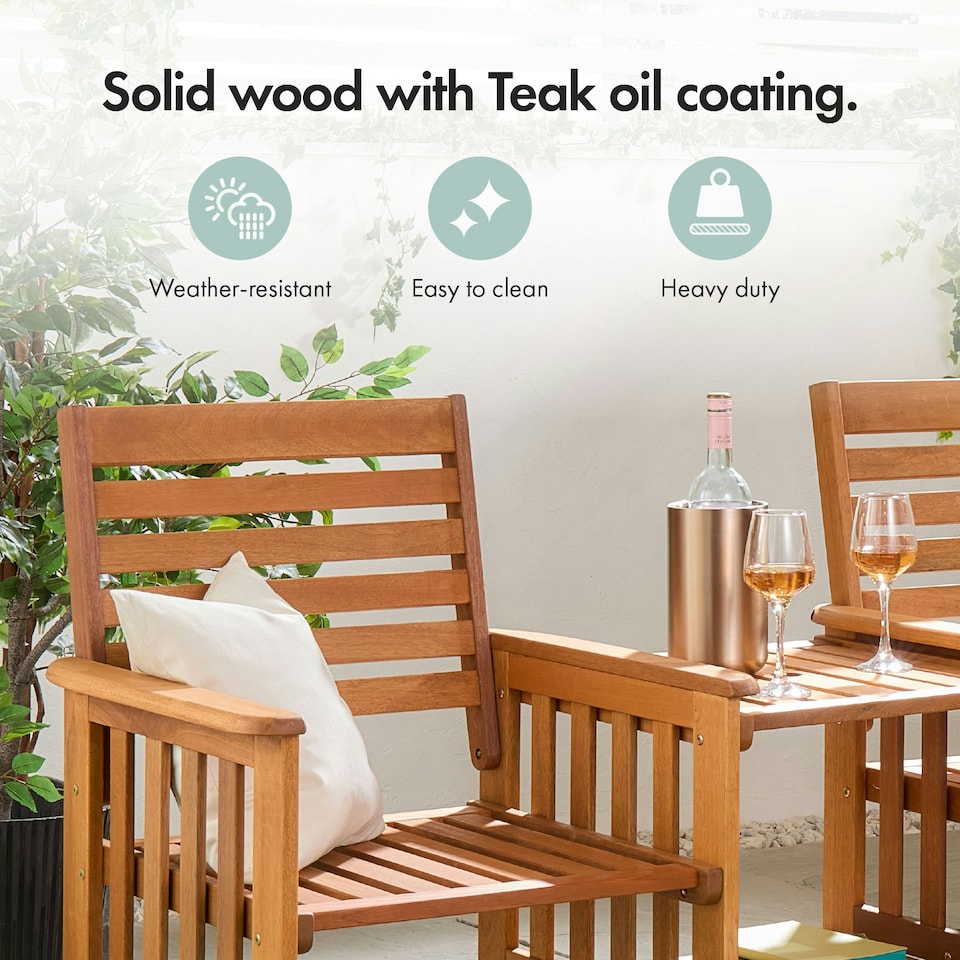 image 1 of VonHaus Meranti Hardwood 2 Seater Garden Jack & Jill Love Seat Brown