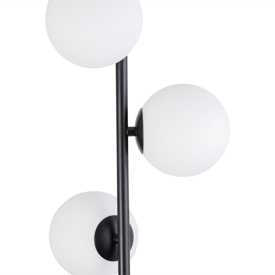 image 1 of Black Floor Lamp with Opal Globe Shades | Black | Small | 1