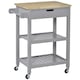 image 1 of HOMCOM Kitchen Trolley Utility Cart on Wheels with Rubberwood Worktop Towel Rack