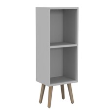 2-Tier Cube Display Cabinet with Scandinavian Legs | White | White & Pine | 1