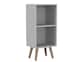 image 1 of 2-Tier Cube Display Cabinet with Scandinavian Legs | White | White & Pine | 1