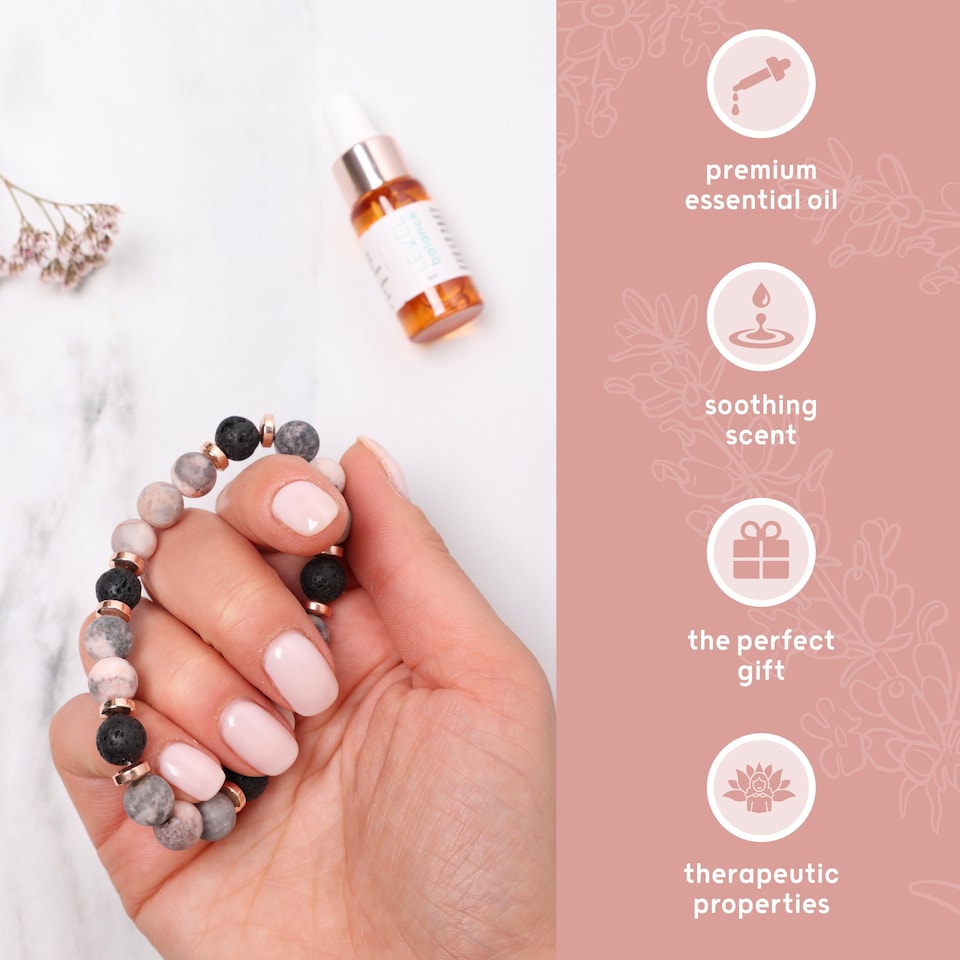 image 1 of LEVEL Wellbeing Lava Bead Aromatherapy Bracelet with SMUG Happiness Oil