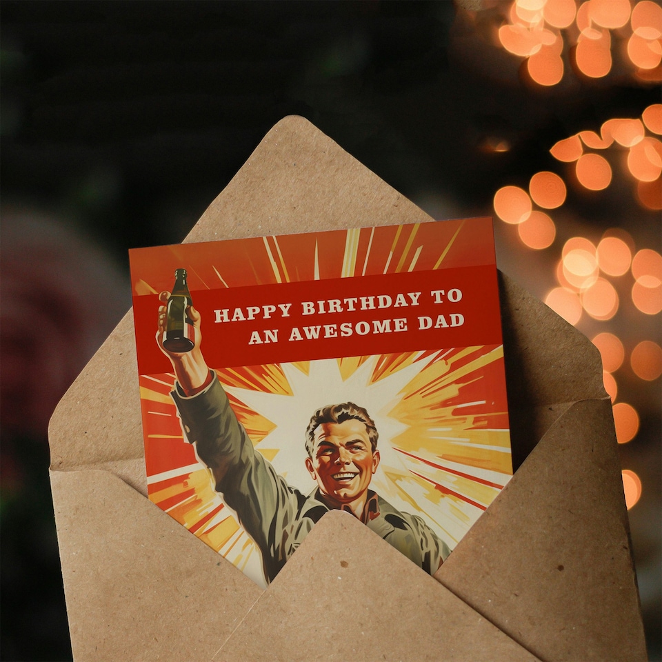 image 1 of Awesome Retro 1950S Style Beer Wine Lover Dad Birthday Card