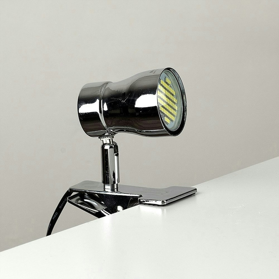 image 1 of ValueLights Adjustable Clamp On Desk Lamp Spotlight In Polished Chrome Finish