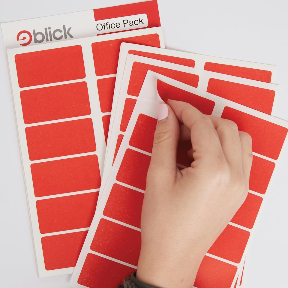 image 1 of Blick Labels, Red, Self Adhesive Stickers Warehouse Pack, Rectangular, 25mm x 50mm, 320 Labels, For Home, Office, Family, School, Letters