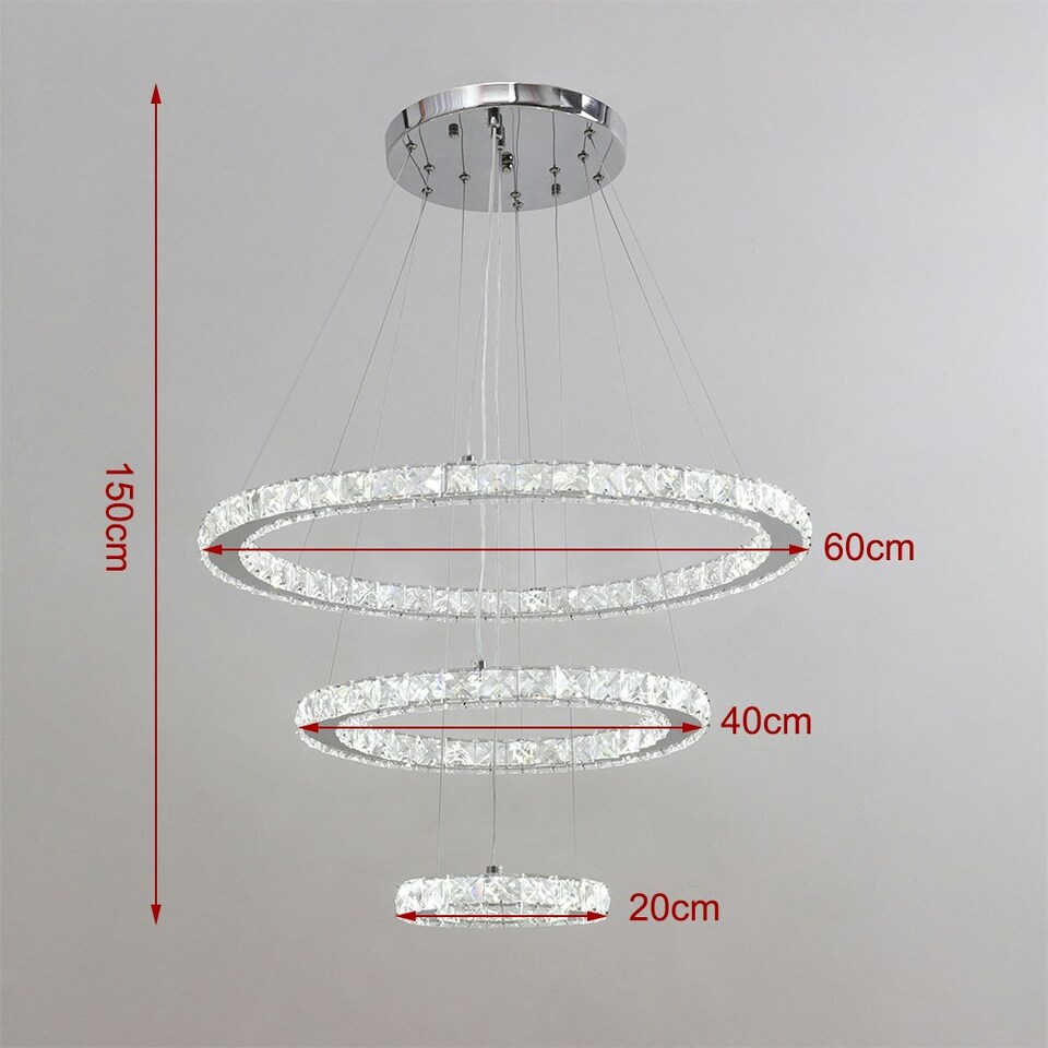 image 1 of Living and Home Modern 3-Tier Adjustable Crystal LED Pendant Light