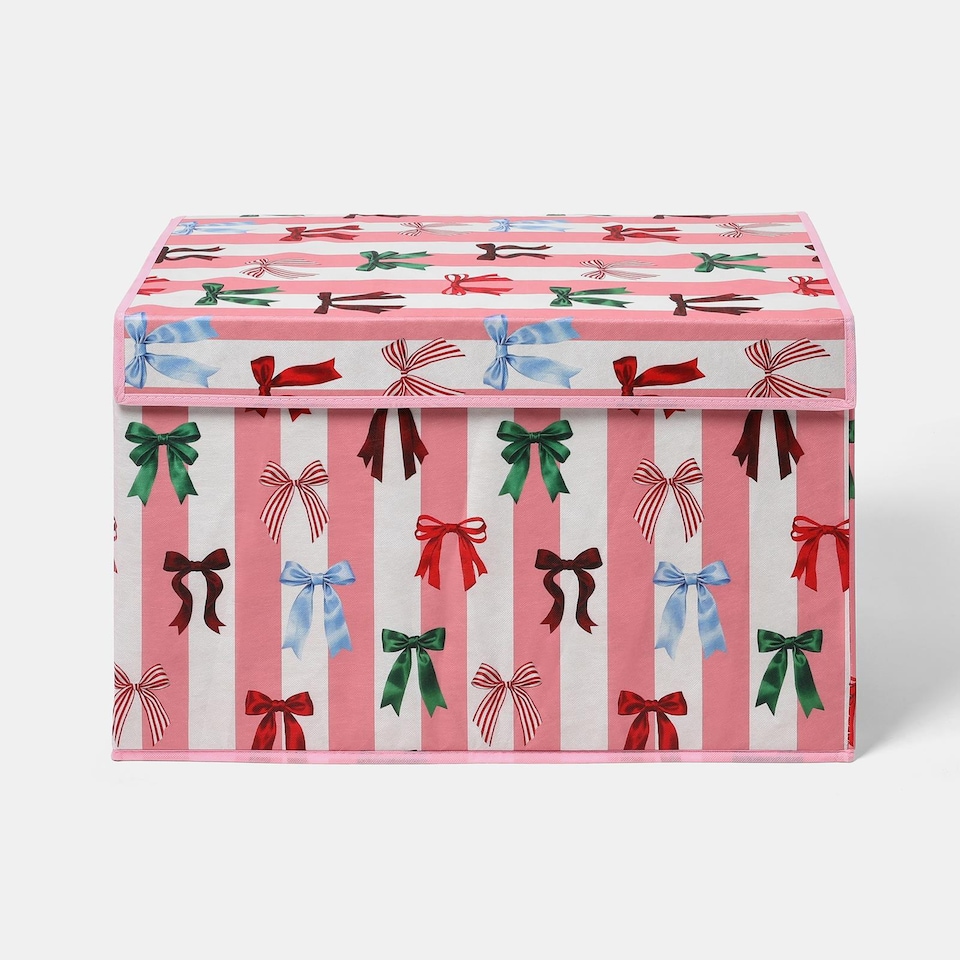 image 1 of OHS Bows Foldable Fabric Storage Box Toy Organiser with Lid