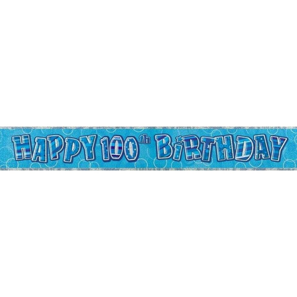 image 1 of Unique Party Prism 100th Birthday Banner - Blue - 12ft