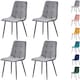 image 3 of Set of 4 Chairs Florence Velvet Dining Chairs with Sturdy Metal Legs - Kitchen, Living Room & Reception Chairs with Backrest and Padded Seat | Blue | One Size