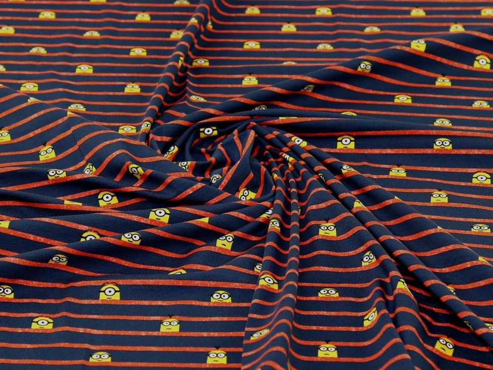 Navy Licensed Cotton Jersey Stretch Knit Fabric for Dressmaking, 150cm / 59" Wide - per metre